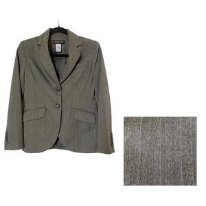 Jones New York Womens Gray Baby Blue Pinstriped Blazer Size Petites 2 2P Career